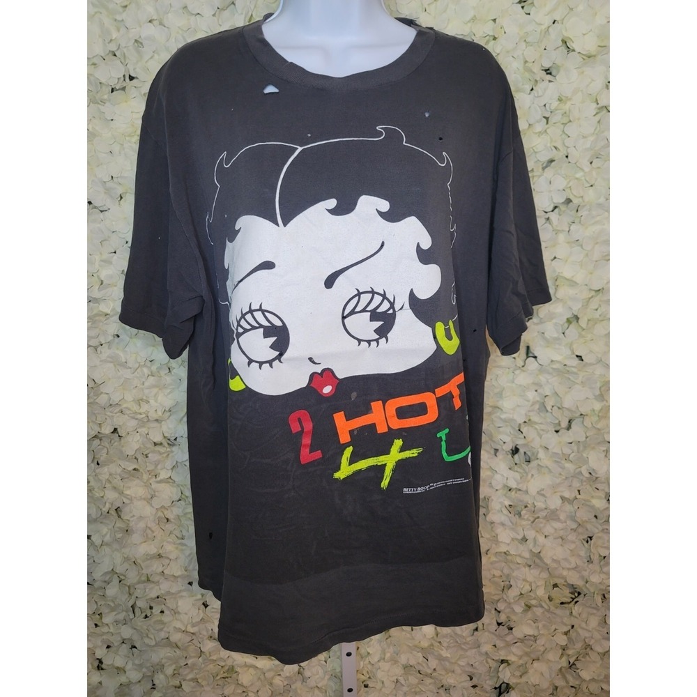 Vintage Betty Boop 1990 2 HOT 4 U‎ T-Shirt XL, Christmas Gift, Cartoon (E)